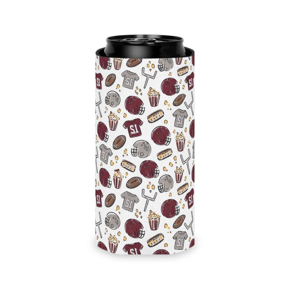 maroon football koozie
