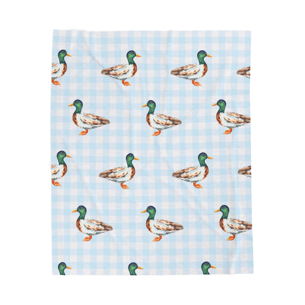 Mallard Duck Blue Gingham Blanket