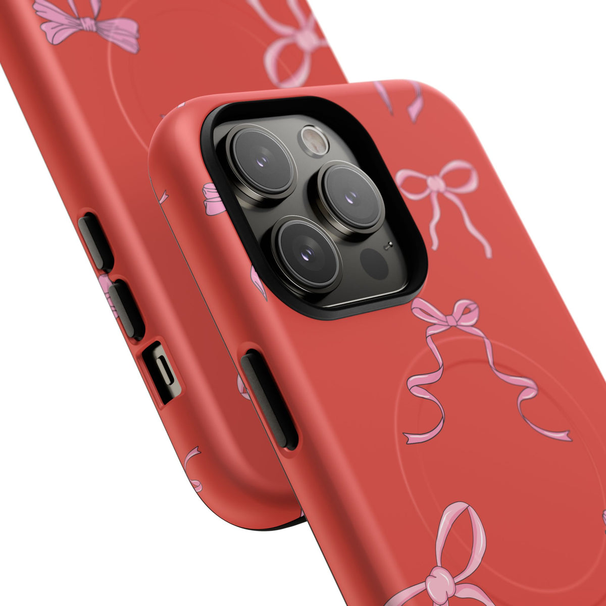 red and pink bow magsafe phone case