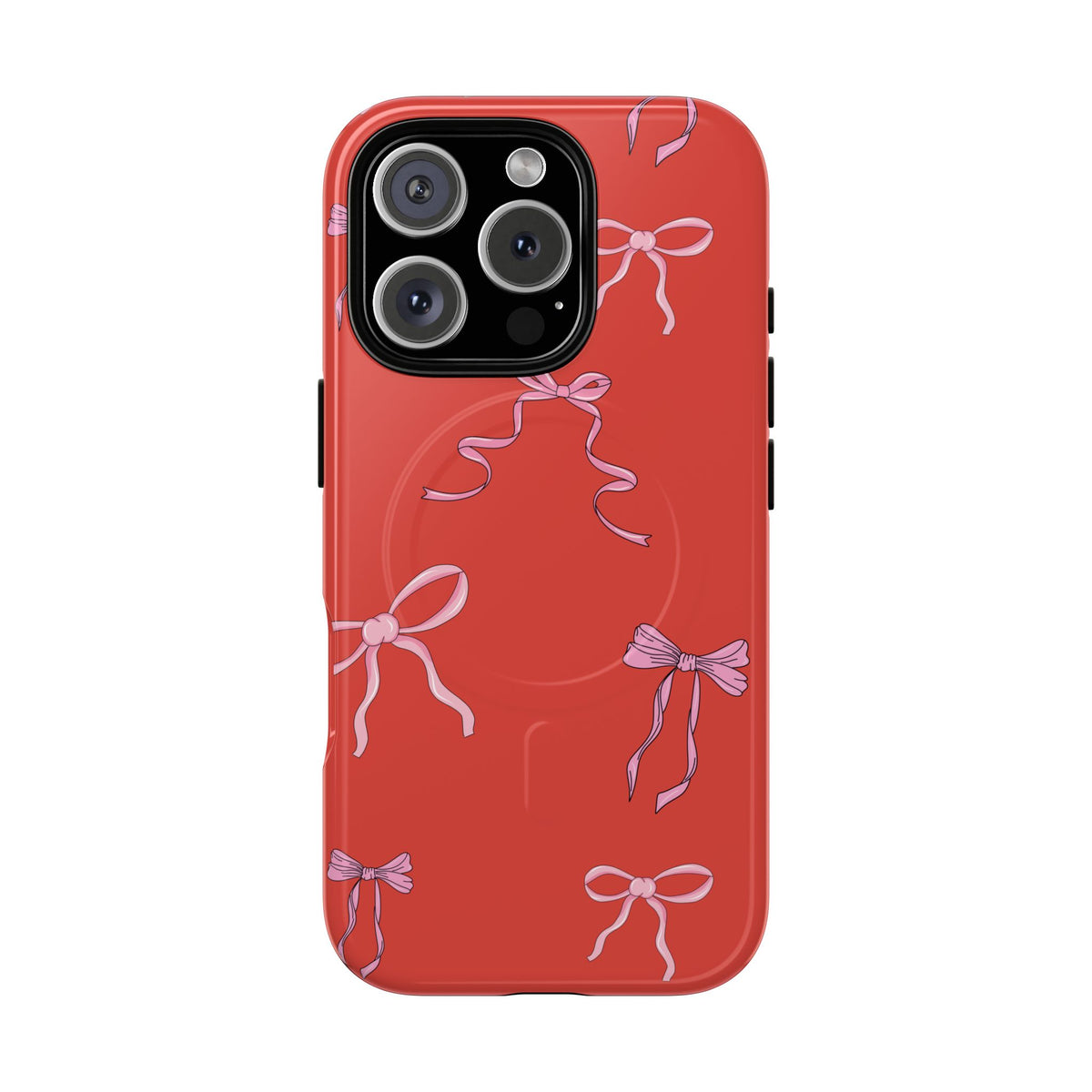 red and pink bow magsafe phone case