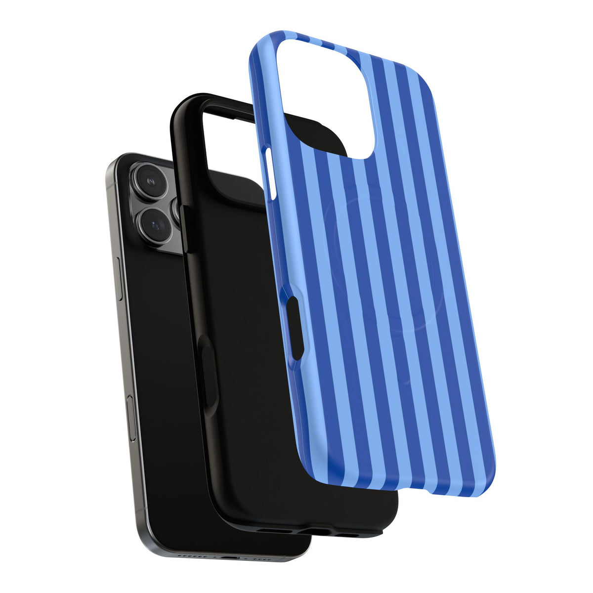 Striped Blue Magnetic Phone Case — Tough MagSafe-Compatible Protection