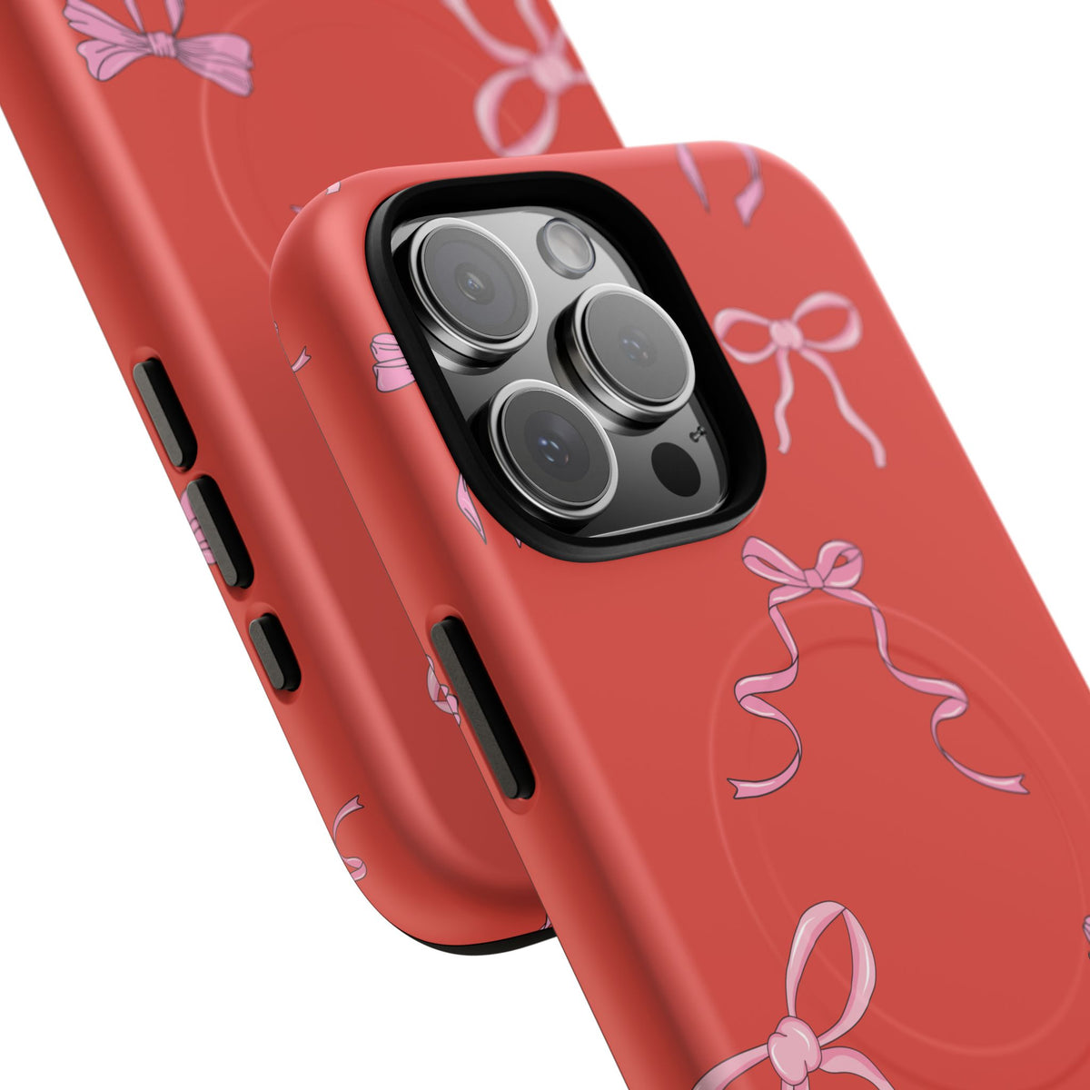 red and pink bow magsafe phone case