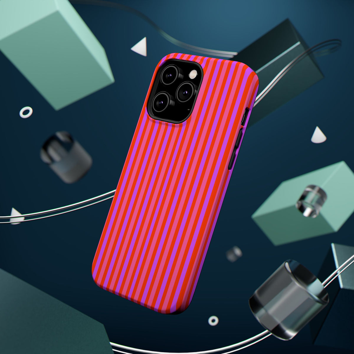 pink and red stripes MagSafe Phone Case