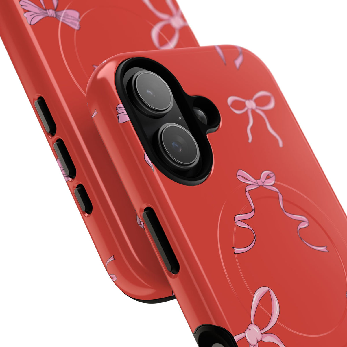 red and pink bow magsafe phone case