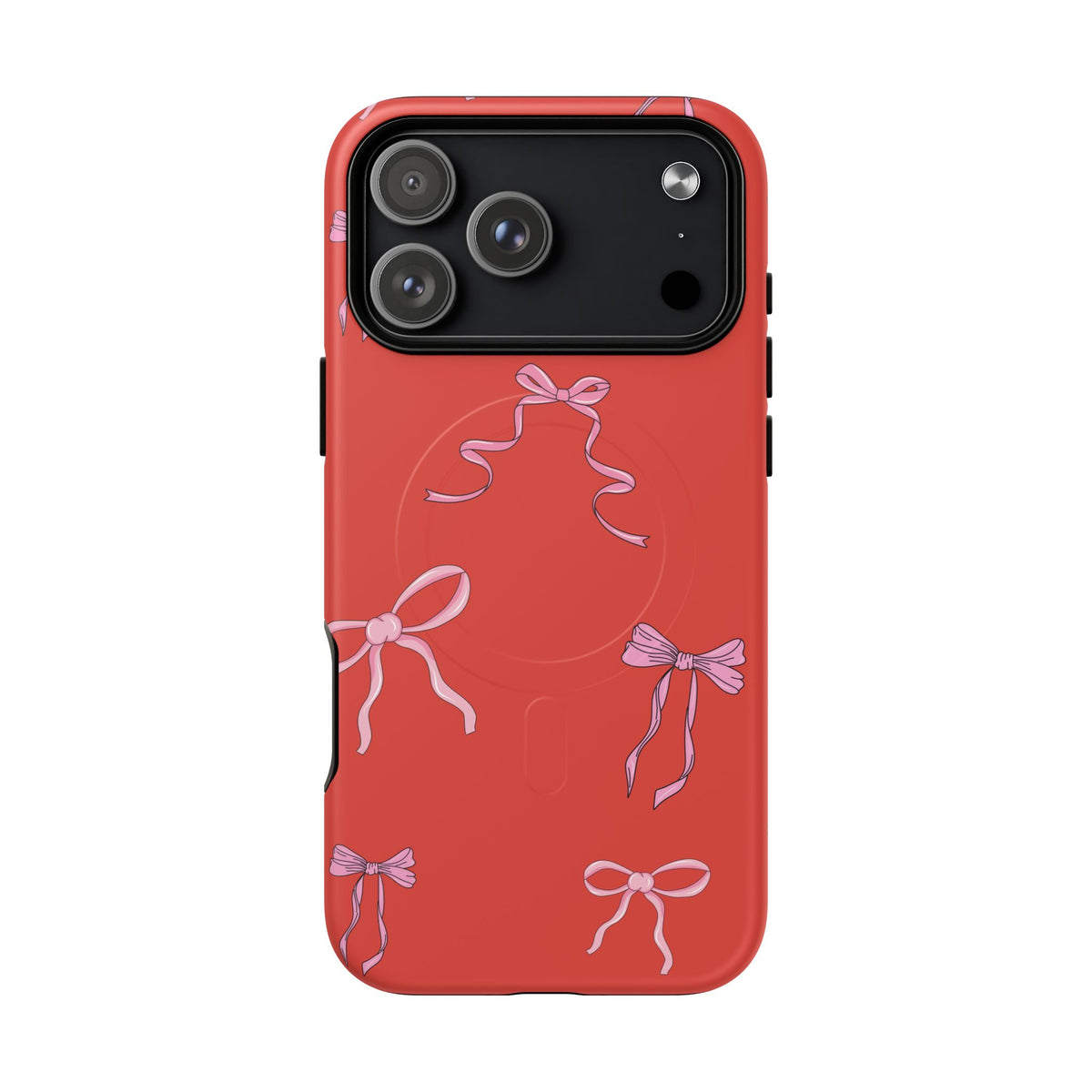 red and pink bow magsafe phone case
