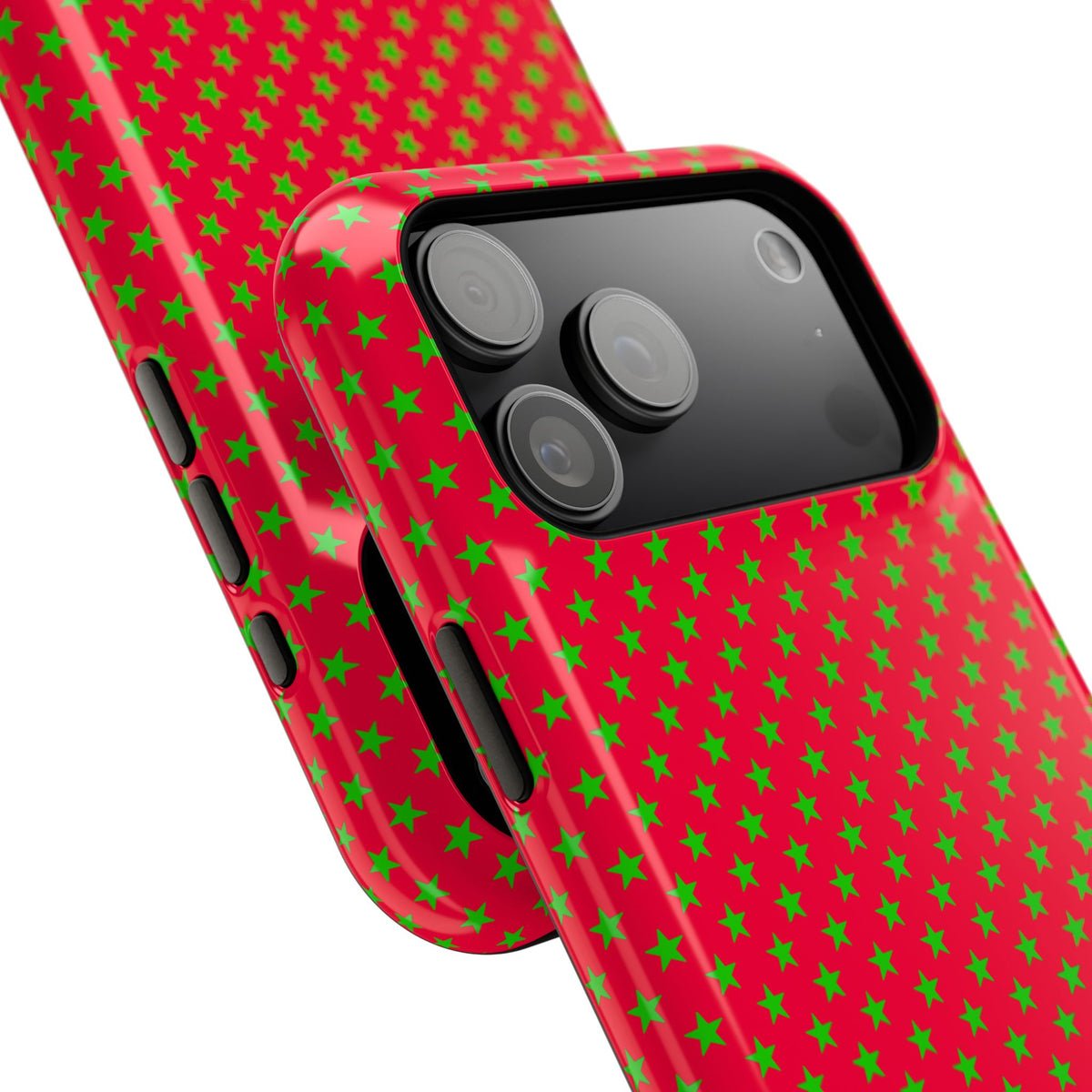 Festive Green Stars on Red MagSafe phone Case