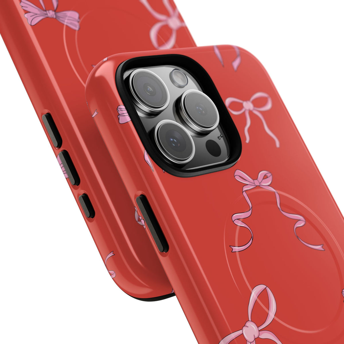red and pink bow magsafe phone case