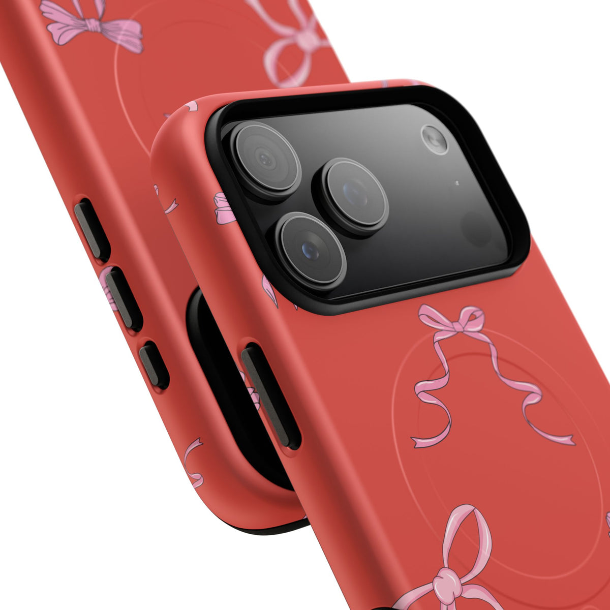 red and pink bow magsafe phone case
