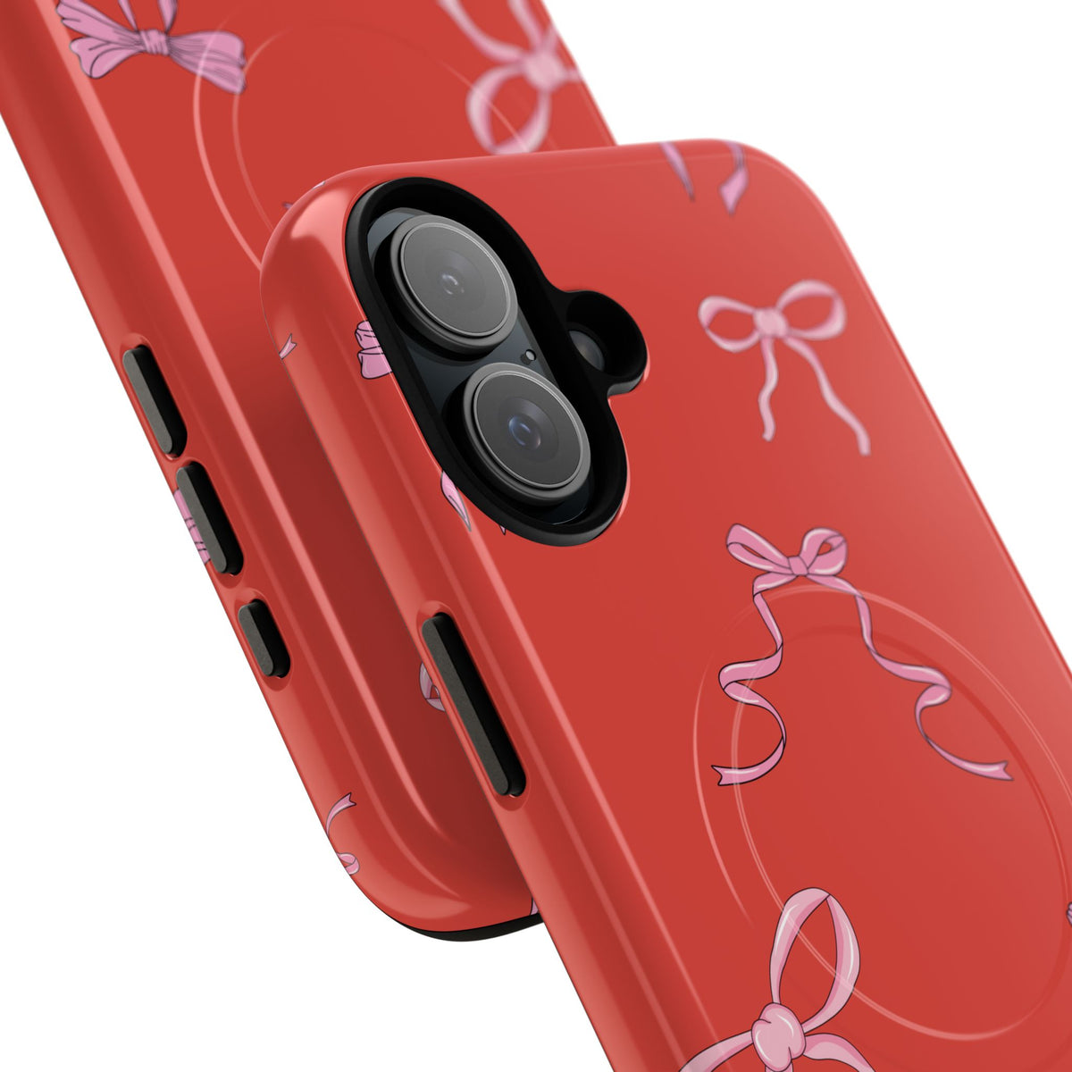 red and pink bow magsafe phone case