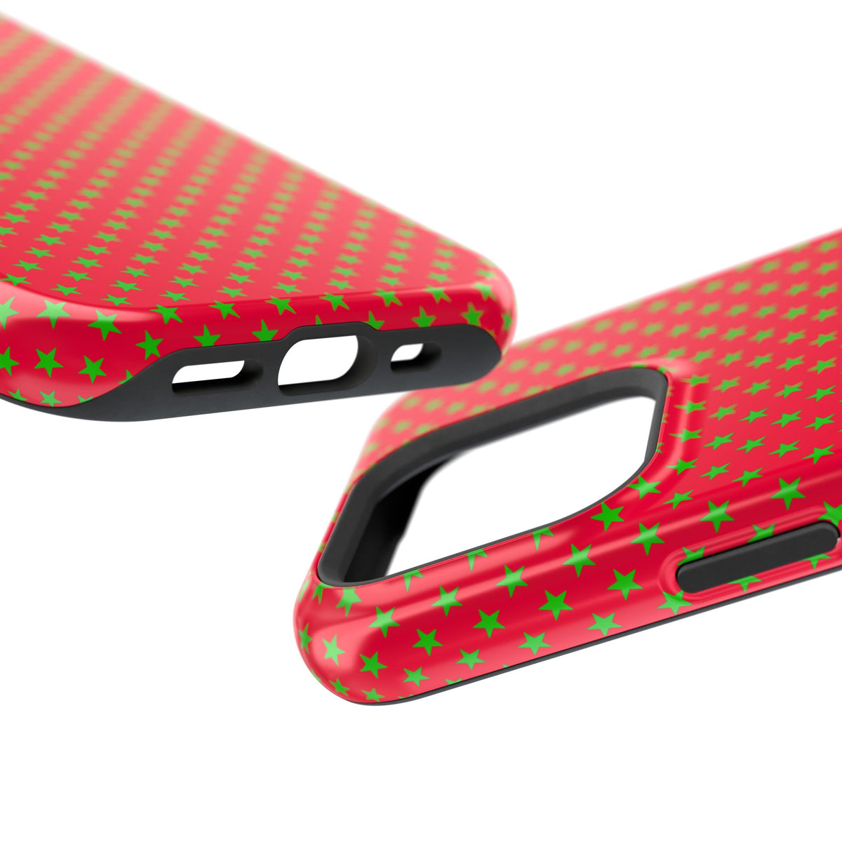 Festive Green Stars on Red MagSafe phone Case