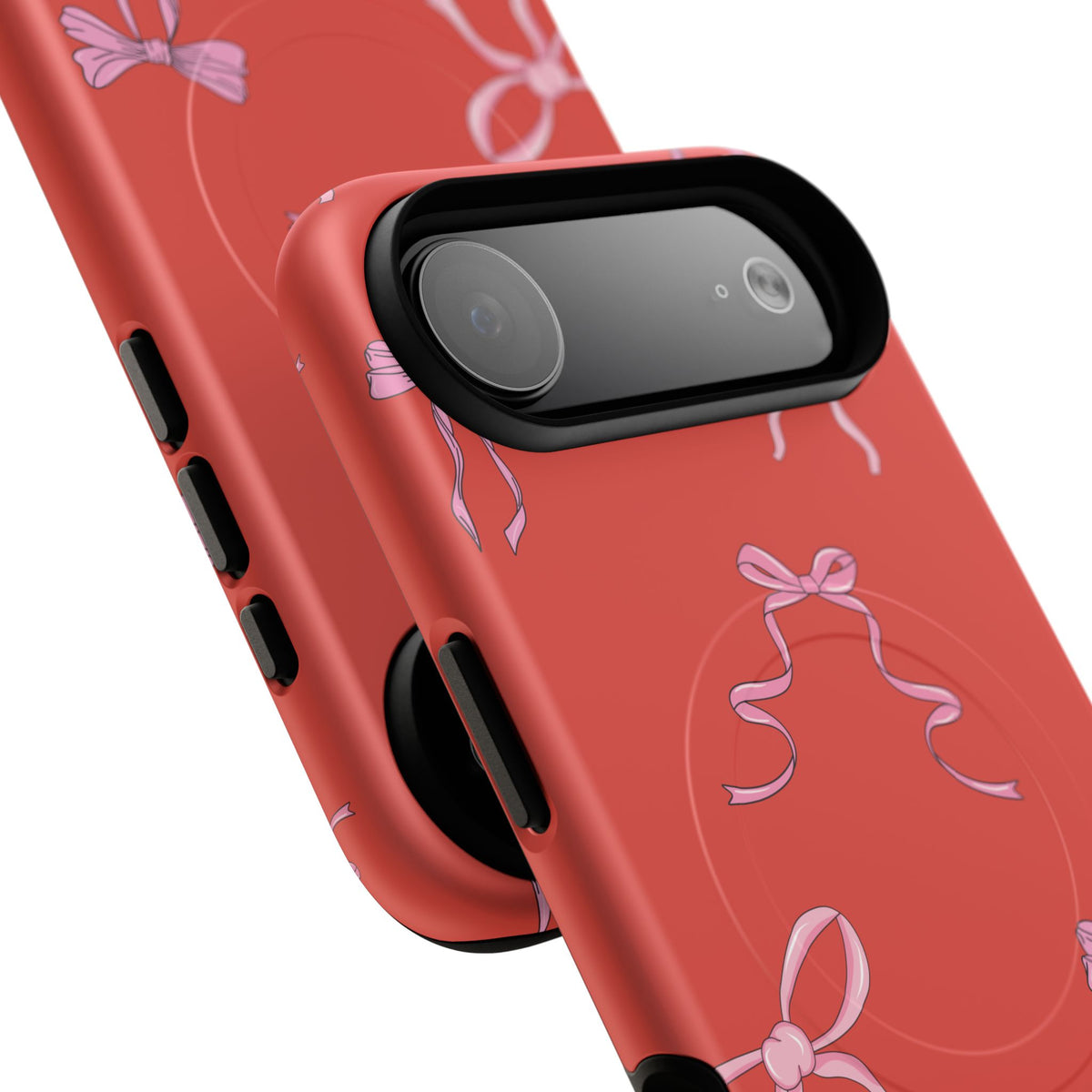 red and pink bow magsafe phone case