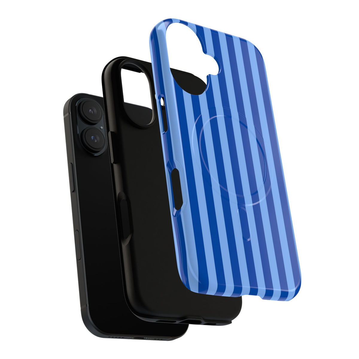 Striped Blue Magnetic Phone Case — Tough MagSafe-Compatible Protection