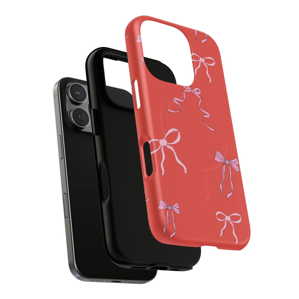 red and pink bow magsafe phone case