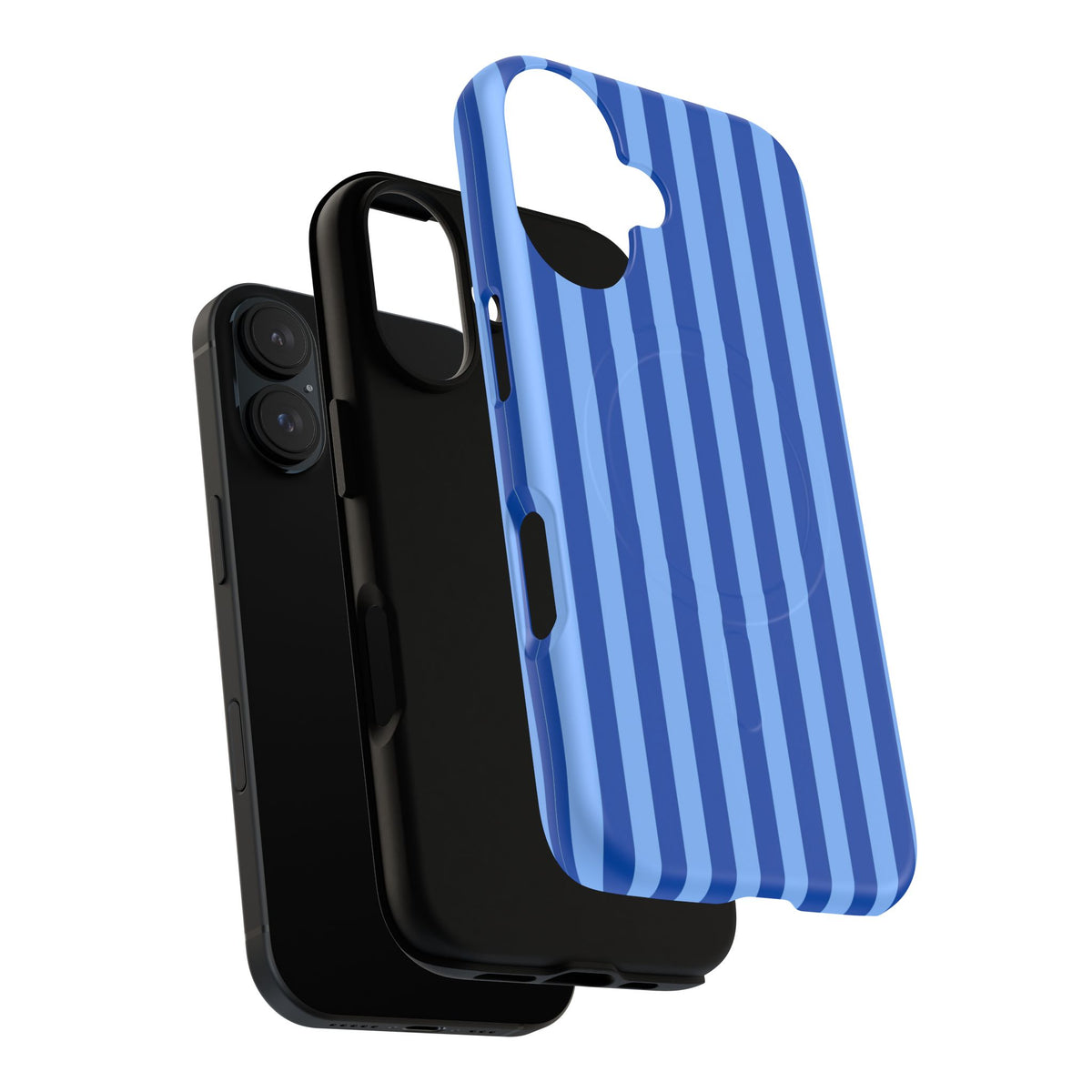 Striped Blue Magnetic Phone Case — Tough MagSafe-Compatible Protection