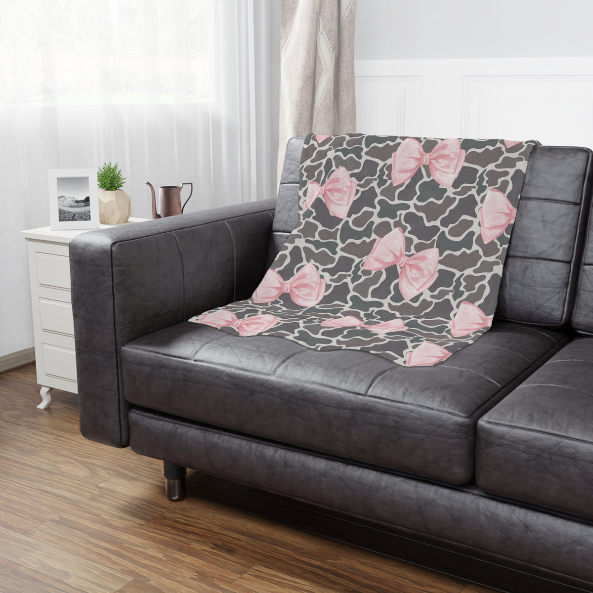 Pink Bow Duck Camo Blanket