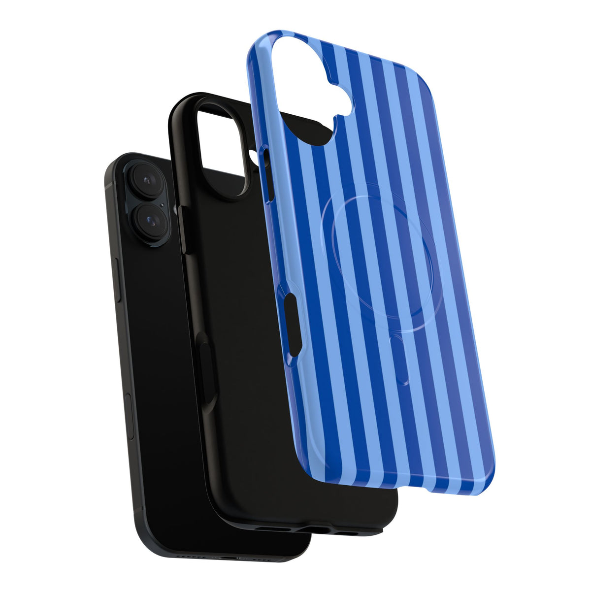 Striped Blue Magnetic Phone Case — Tough MagSafe-Compatible Protection