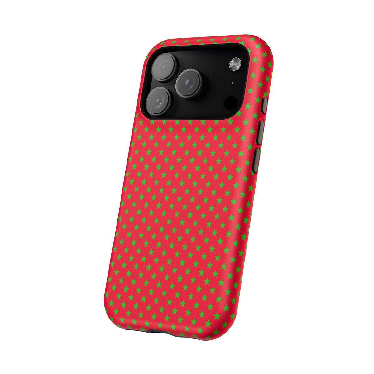 Festive Green Stars on Red MagSafe phone Case