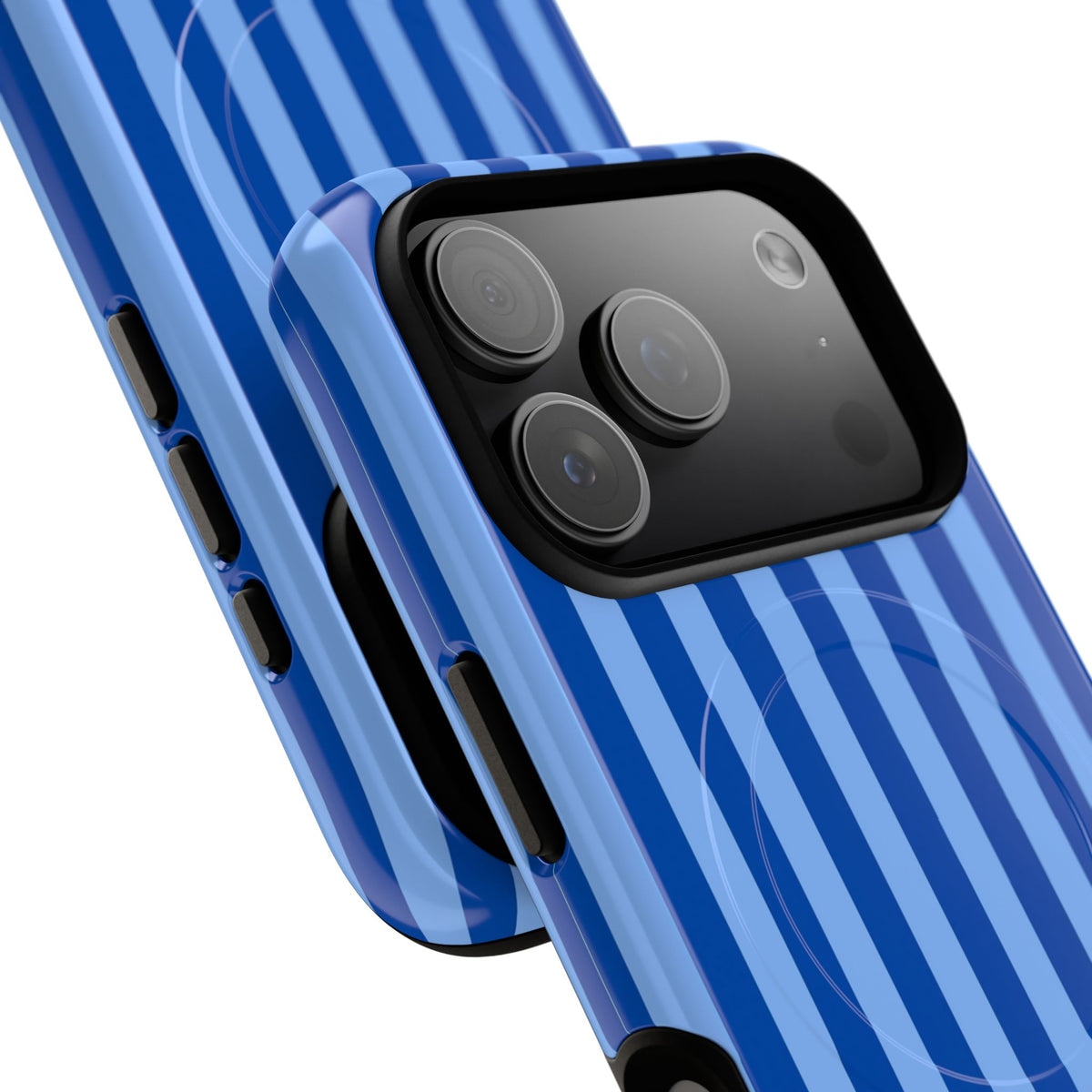 Striped Blue Magnetic Phone Case — Tough MagSafe-Compatible Protection