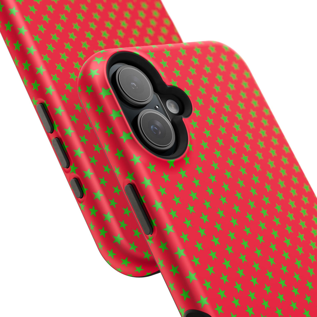 Festive Green Stars on Red MagSafe phone Case