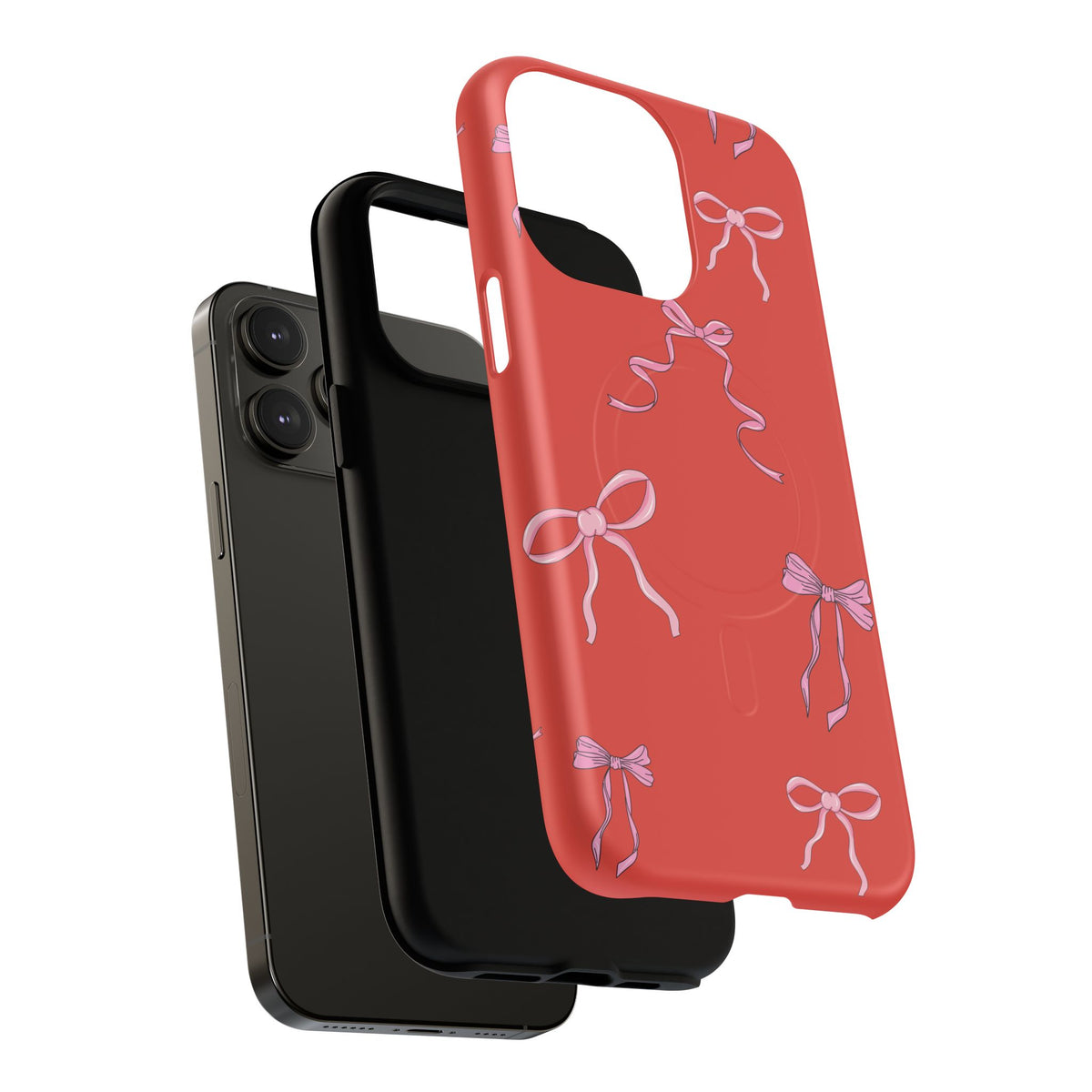 red and pink bow magsafe phone case