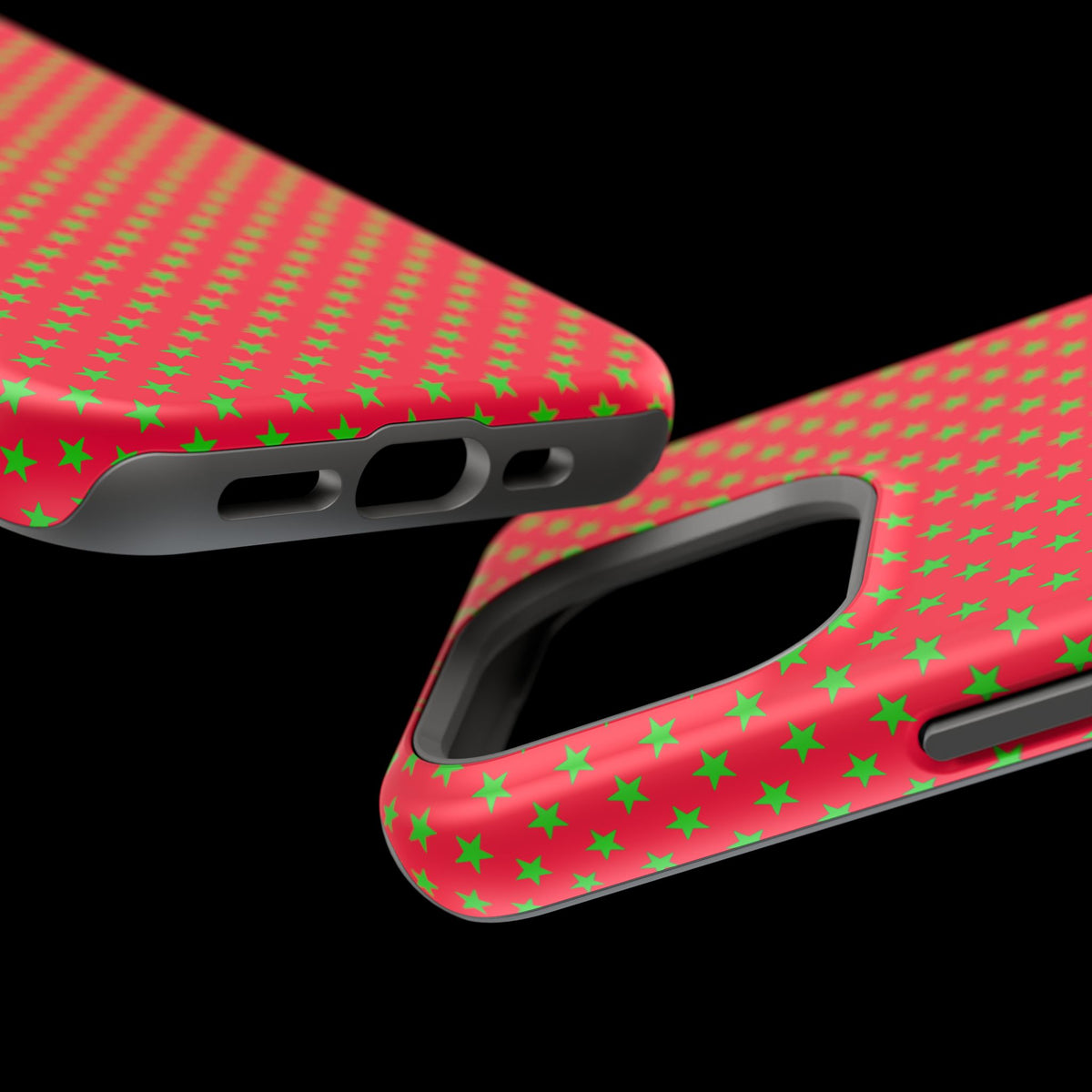 Festive Green Stars on Red MagSafe phone Case