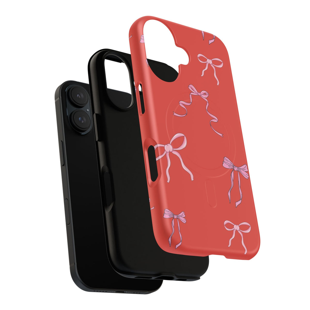red and pink bow magsafe phone case