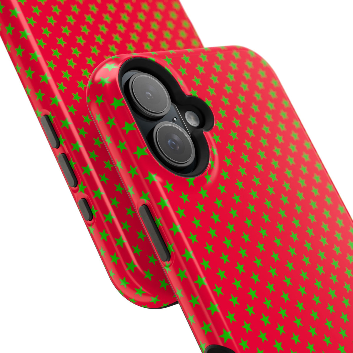 Festive Green Stars on Red MagSafe phone Case