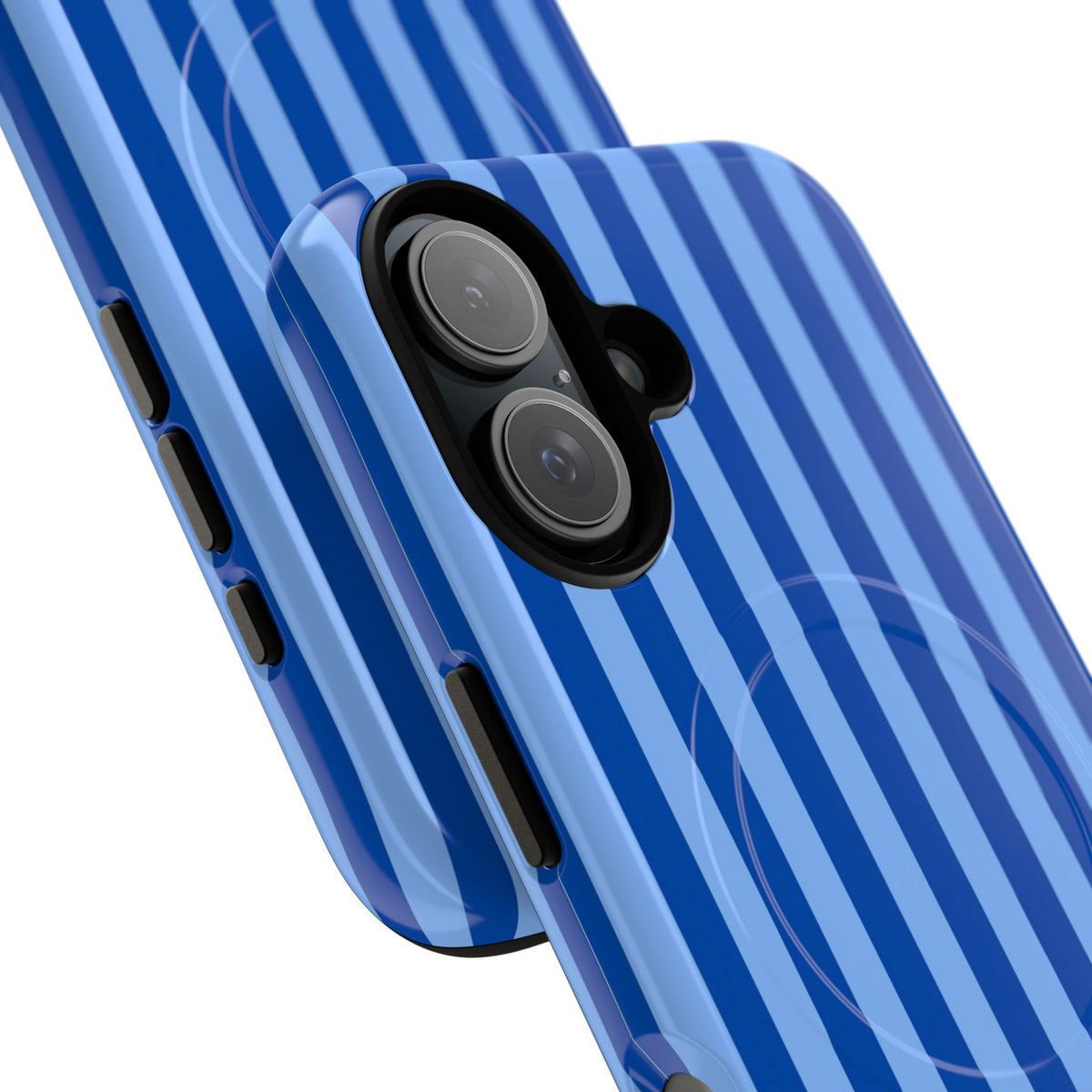 Striped Blue Magnetic Phone Case — Tough MagSafe-Compatible Protection