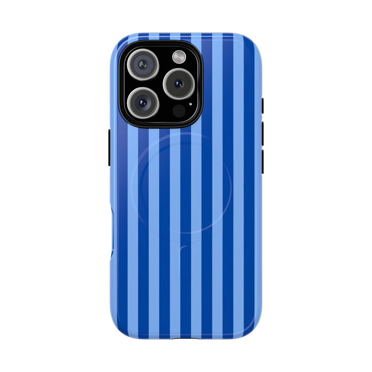 Striped Blue Magnetic Phone Case — Tough MagSafe-Compatible Protection