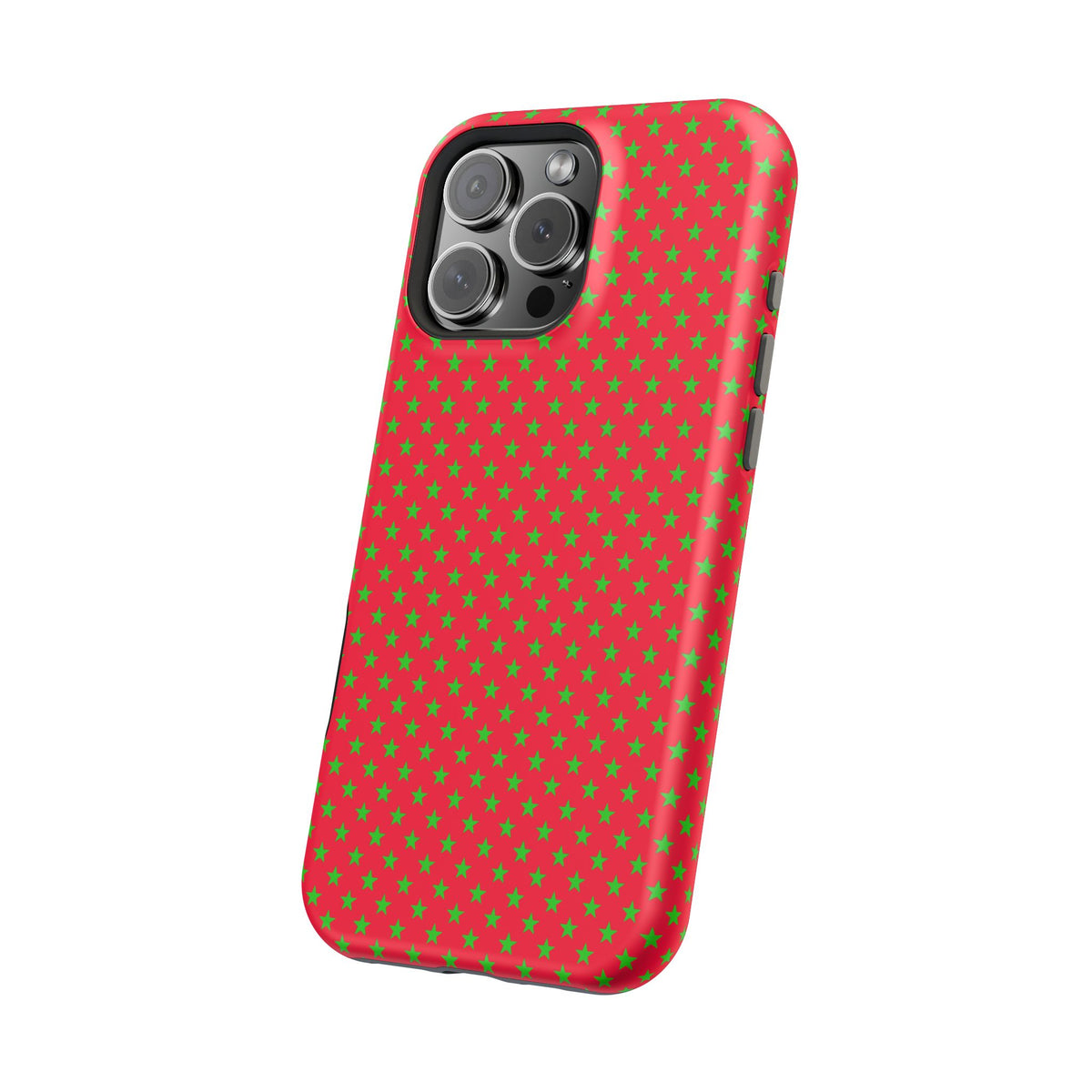 Festive Green Stars on Red MagSafe phone Case