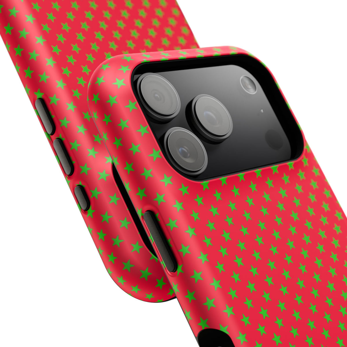 Festive Green Stars on Red MagSafe phone Case