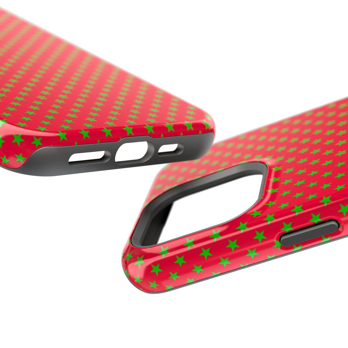 Festive Green Stars on Red MagSafe phone Case