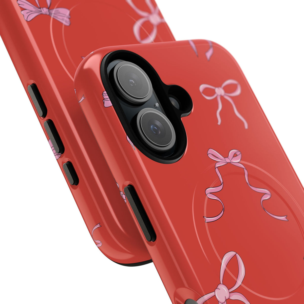 red and pink bow magsafe phone case