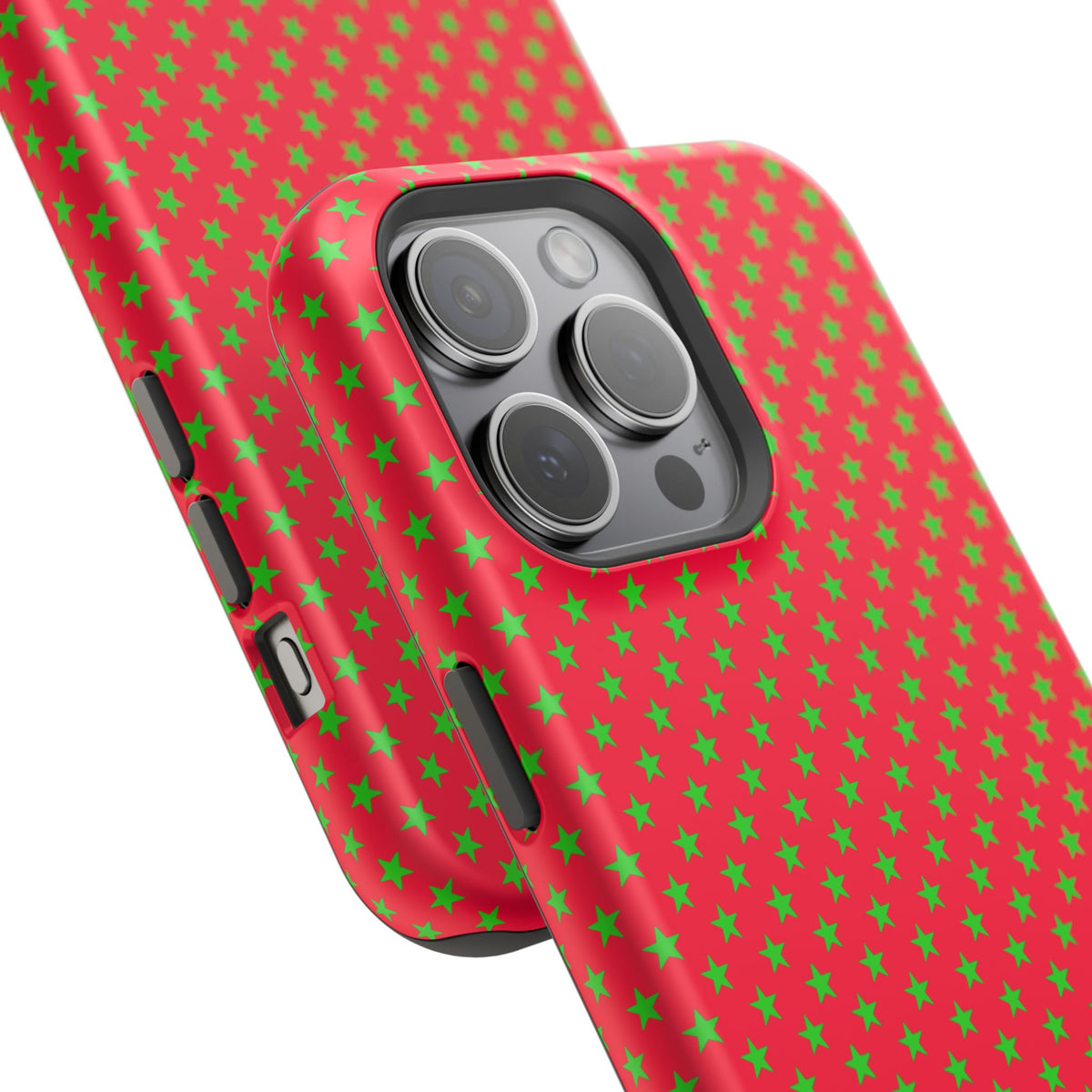 Festive Green Stars on Red MagSafe phone Case