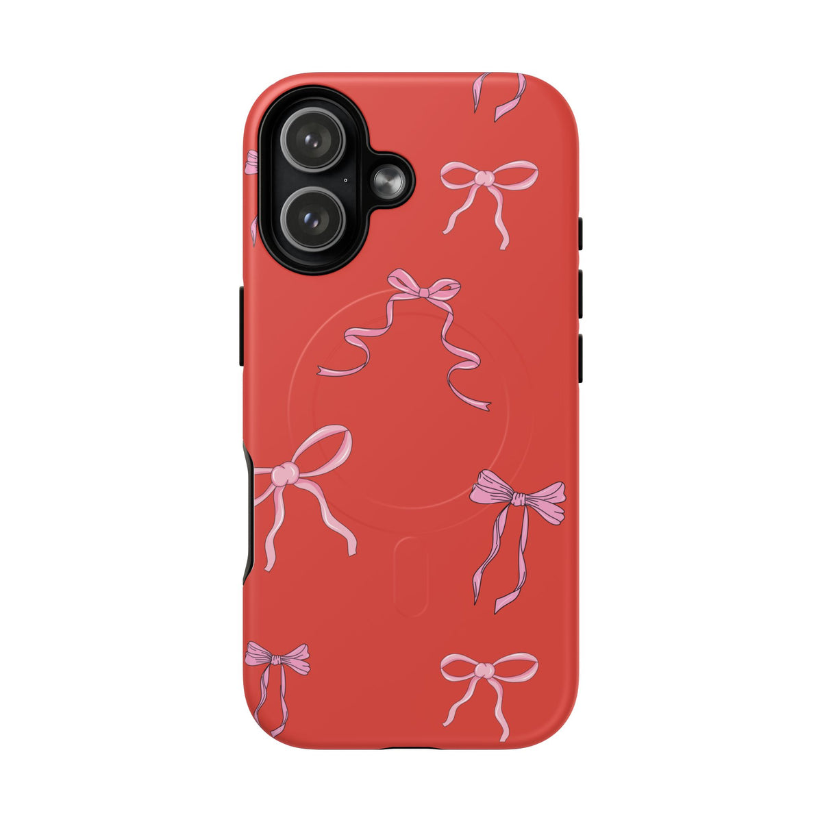 red and pink bow magsafe phone case