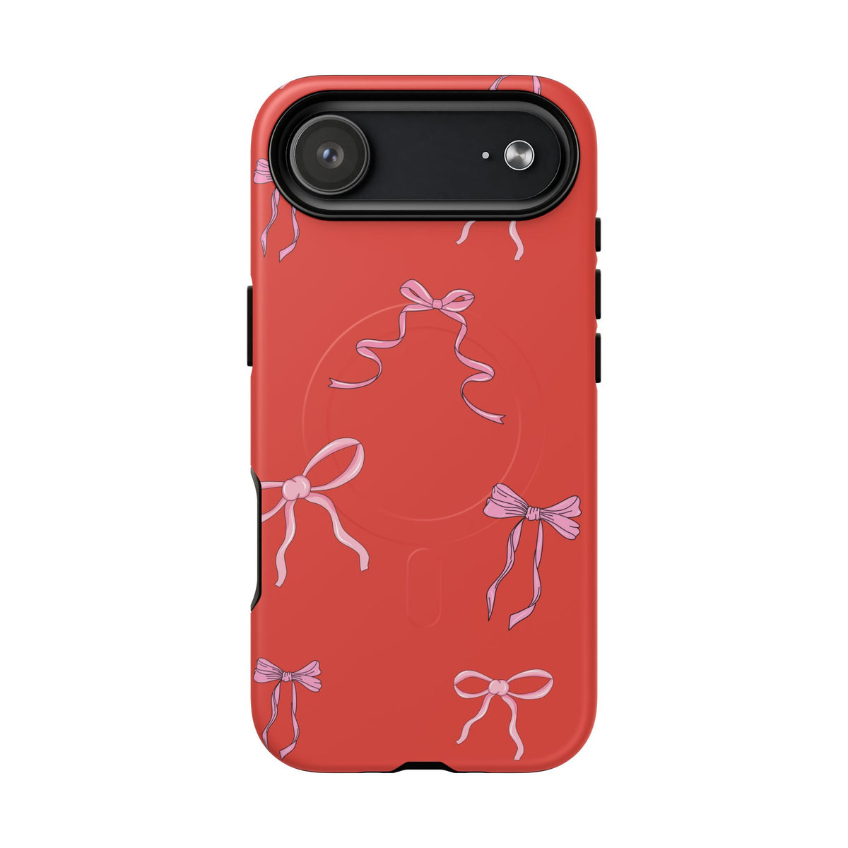red and pink bow magsafe phone case