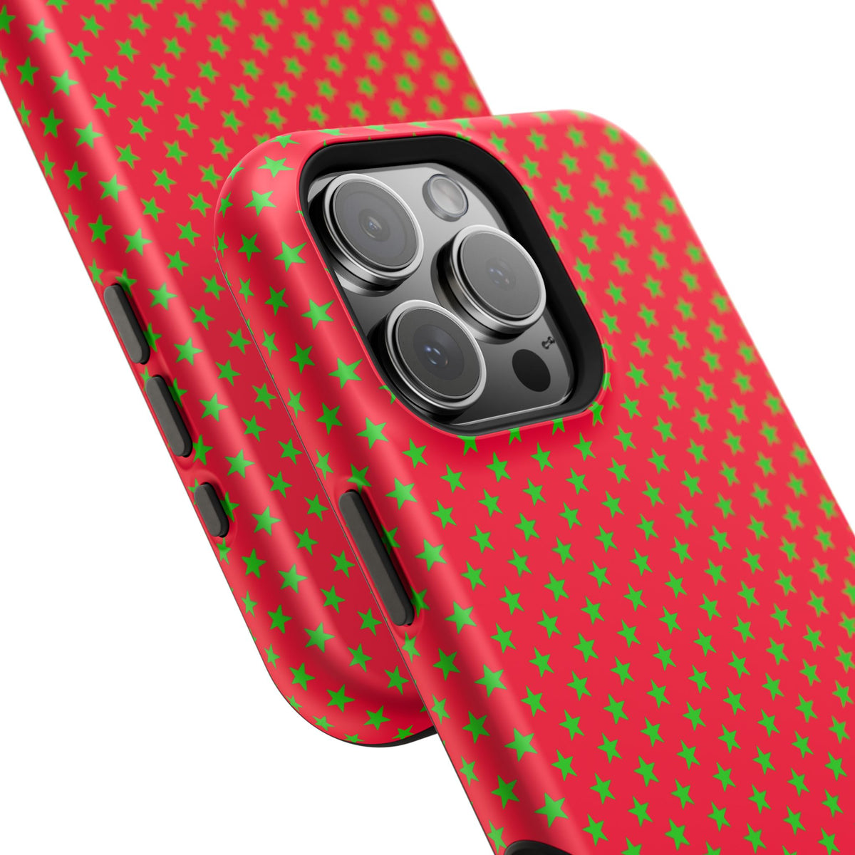 Festive Green Stars on Red MagSafe phone Case