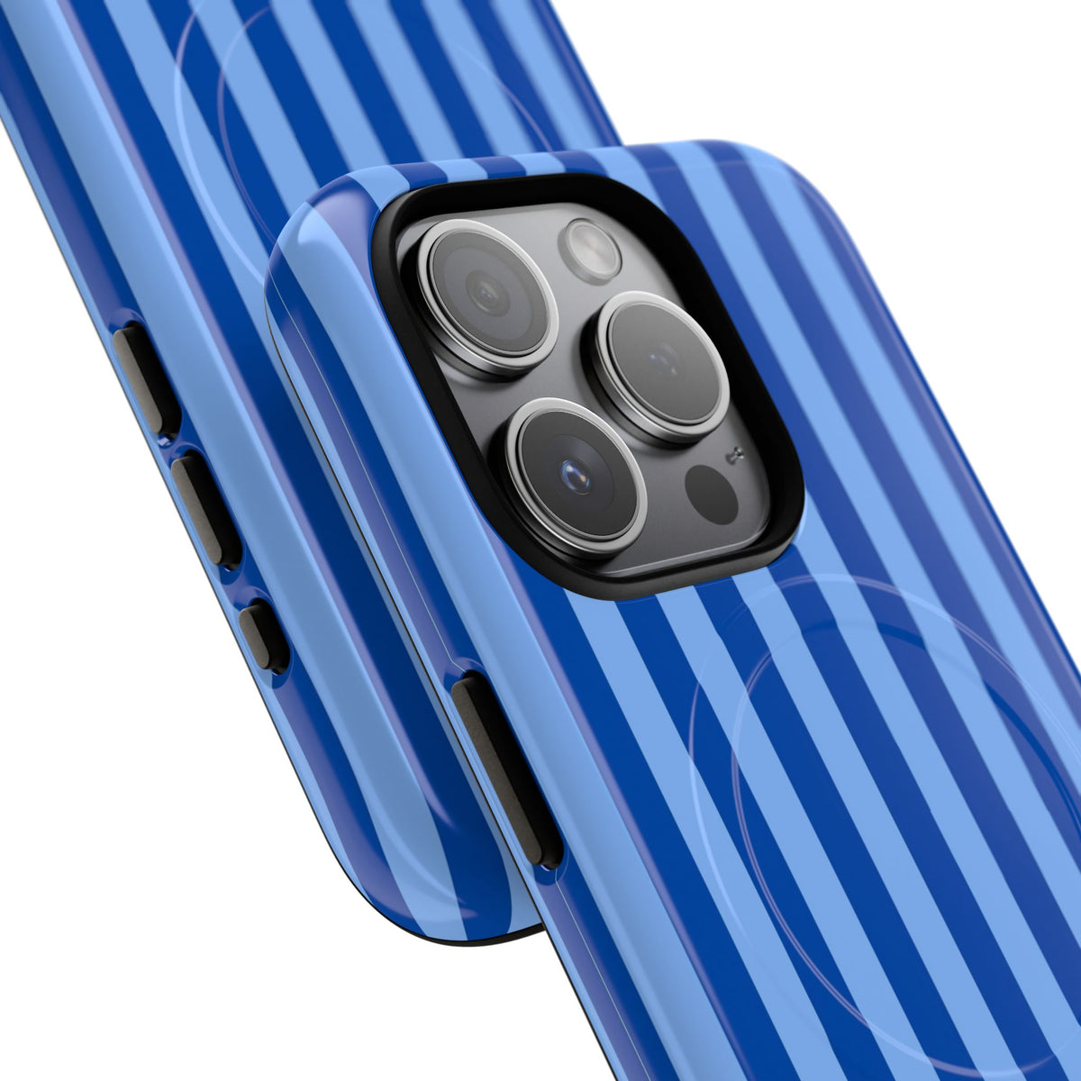 Striped Blue Magnetic Phone Case — Tough MagSafe-Compatible Protection