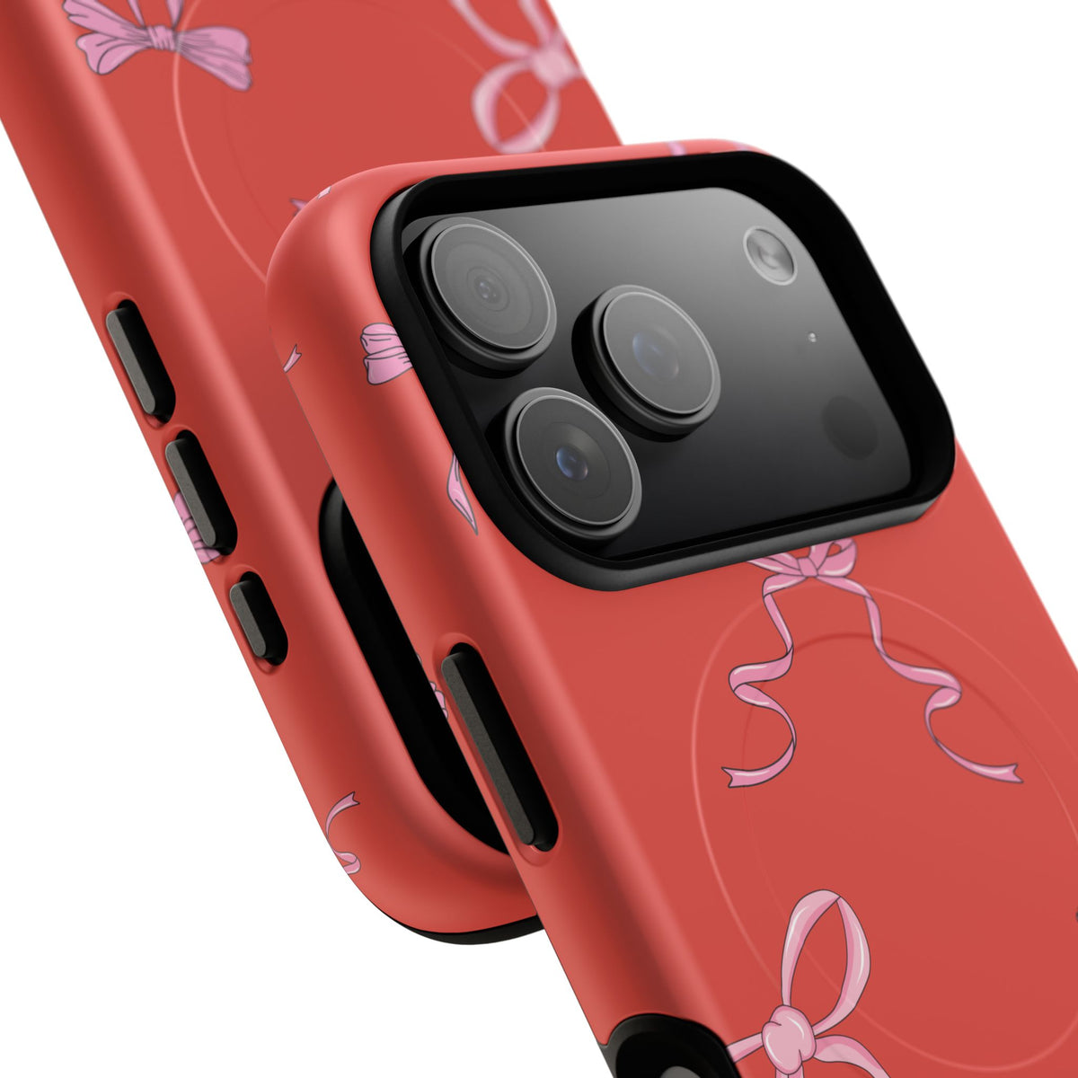 red and pink bow magsafe phone case