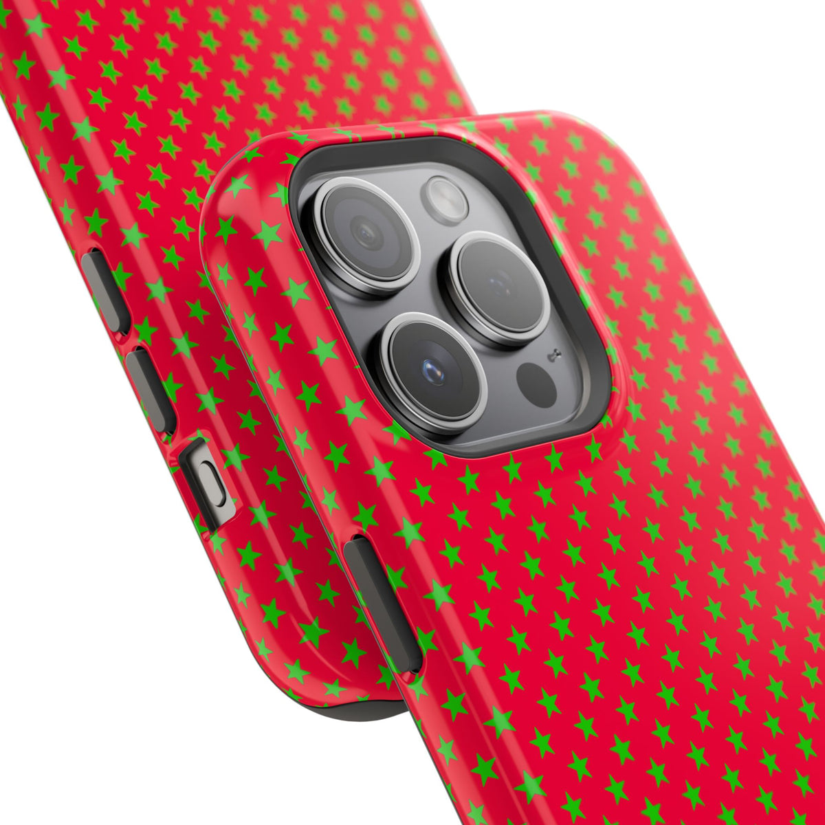 Festive Green Stars on Red MagSafe phone Case