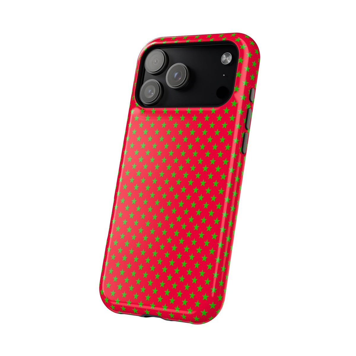 Festive Green Stars on Red MagSafe phone Case