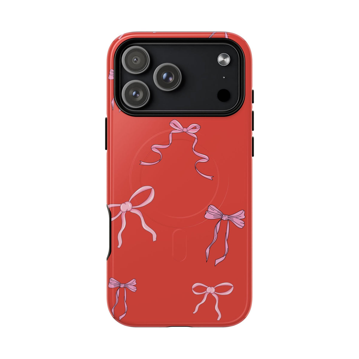 red and pink bow magsafe phone case