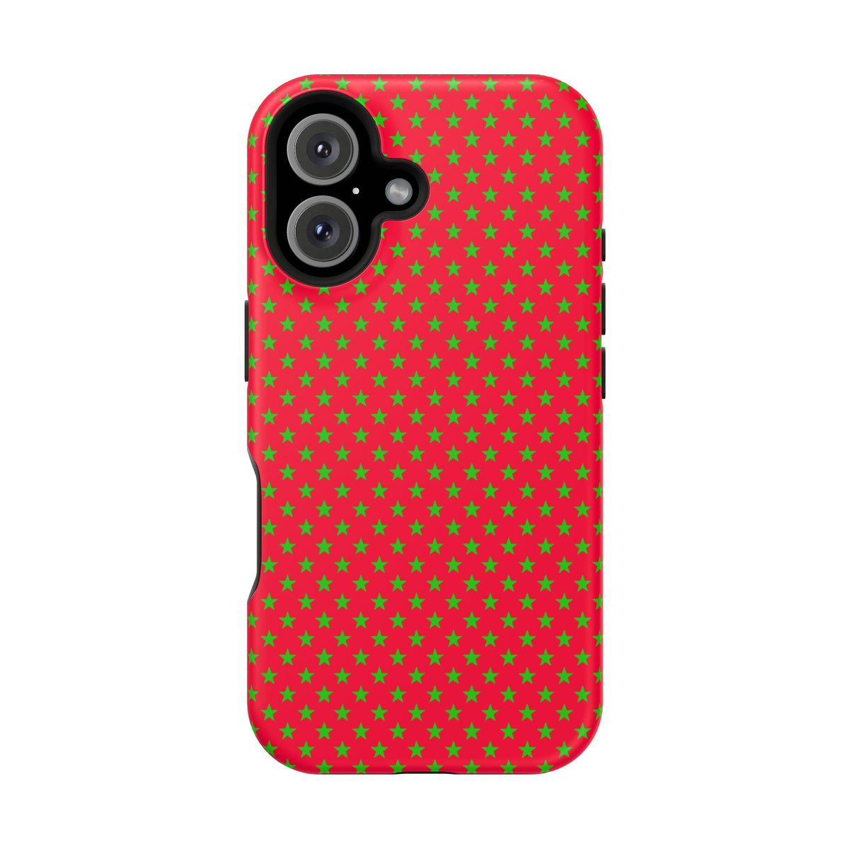 Festive Green Stars on Red MagSafe phone Case