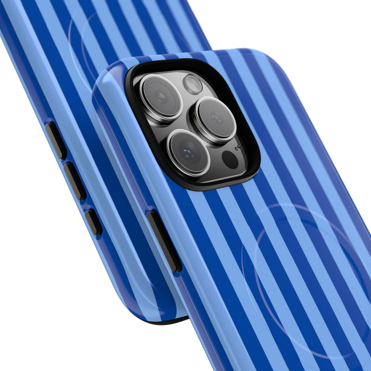 Striped Blue Magnetic Phone Case — Tough MagSafe-Compatible Protection