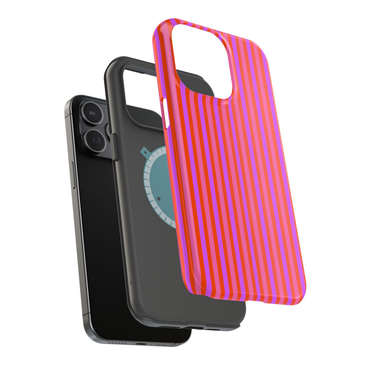 pink and red stripes MagSafe Phone Case
