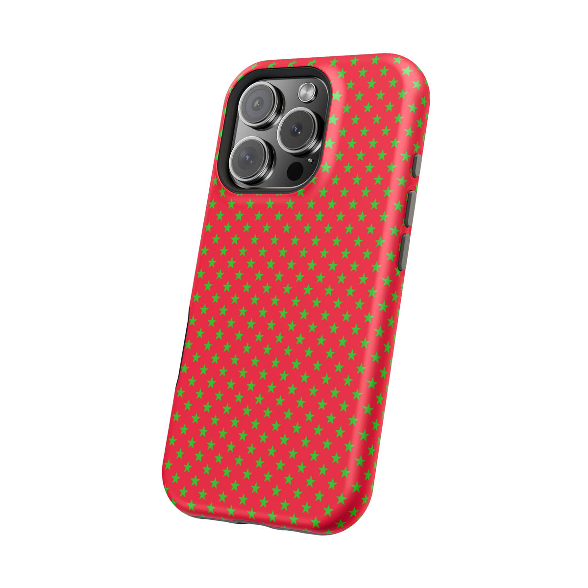 Festive Green Stars on Red MagSafe phone Case