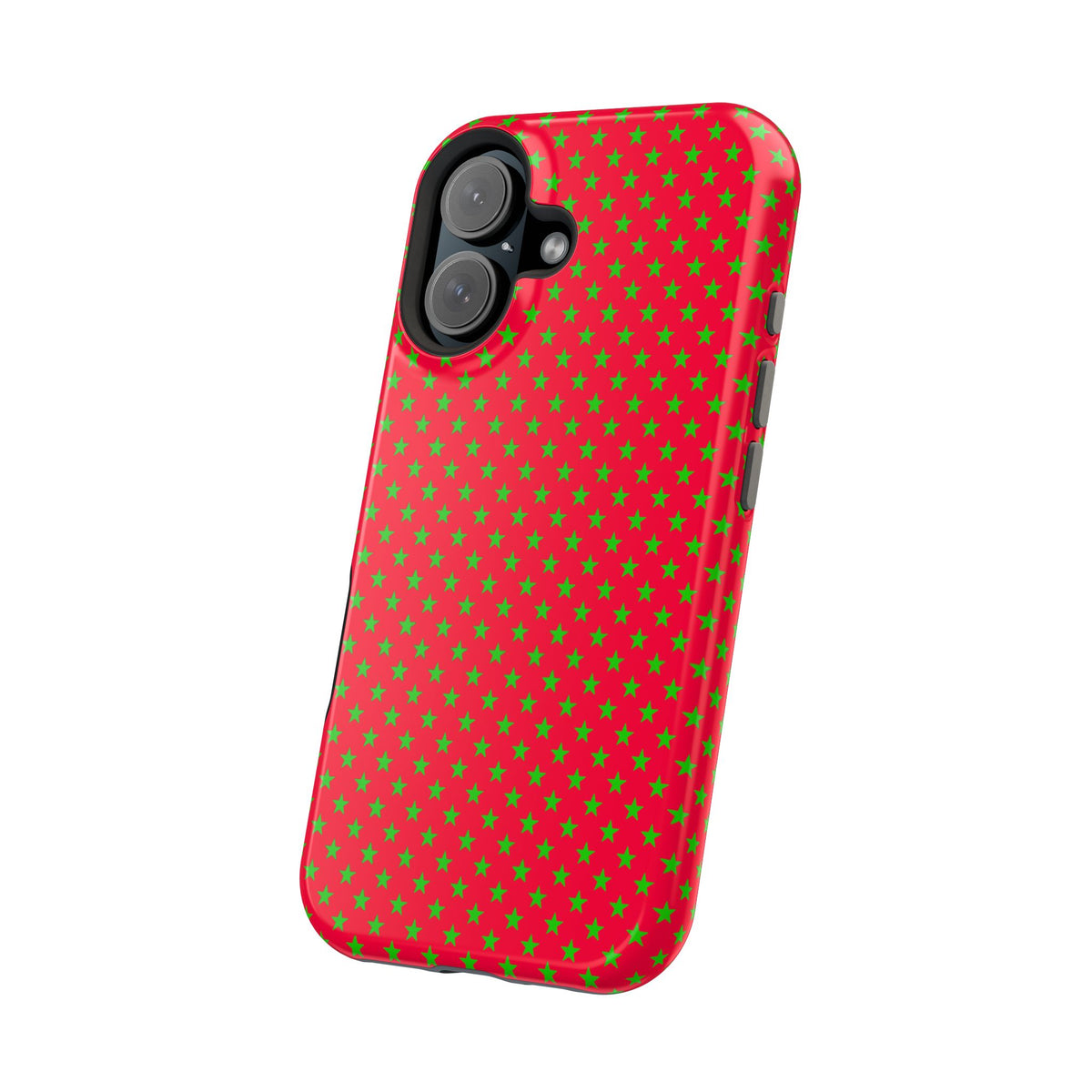 Festive Green Stars on Red MagSafe phone Case