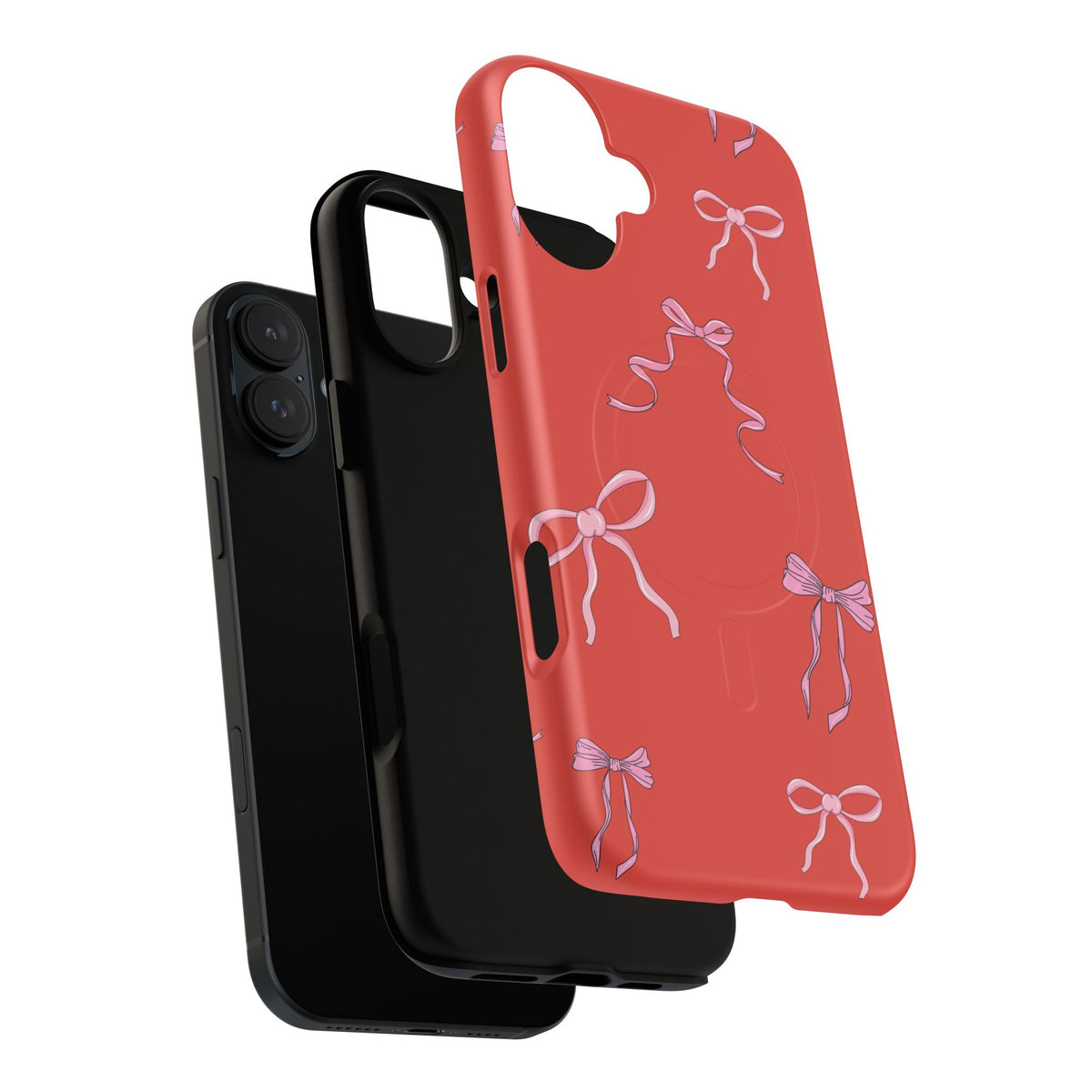 red and pink bow magsafe phone case