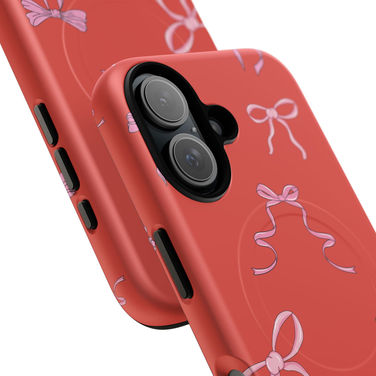 red and pink bow magsafe phone case