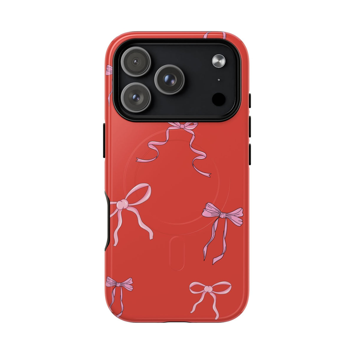 red and pink bow magsafe phone case